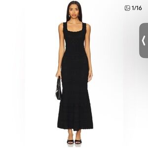 LoveShackFancy Ellaria Elegant Black Maxi Skirt